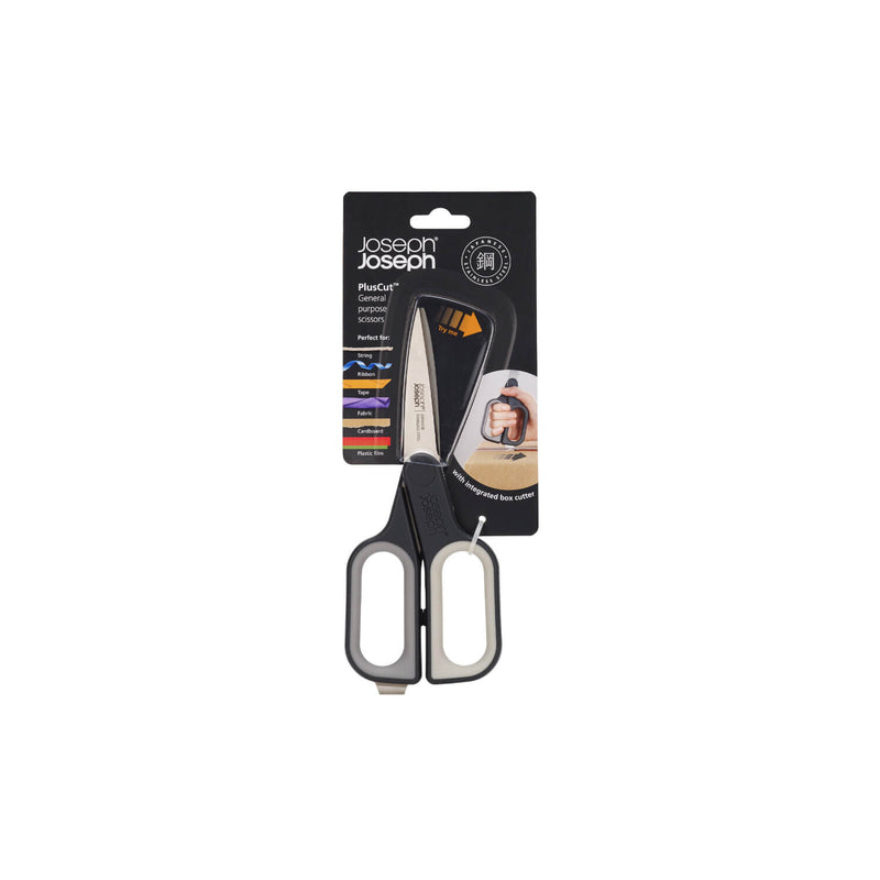 Joseph Joseph PlusCut Scissors with Integrated Box Cutter - Grey