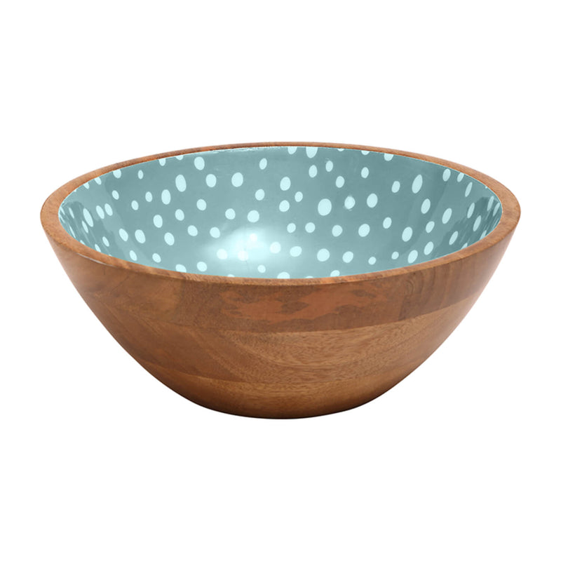 Dexam Sintra Mango Wood Spotted Salad Bowl - Duck Egg