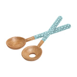 Dexam Sintra Mango Wood Spotted Salad Servers - Duck Egg