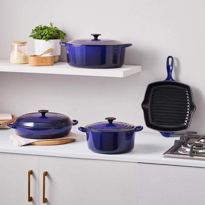 Le Creuset Signature 26cm Cast Iron Square Grillit - Indigo