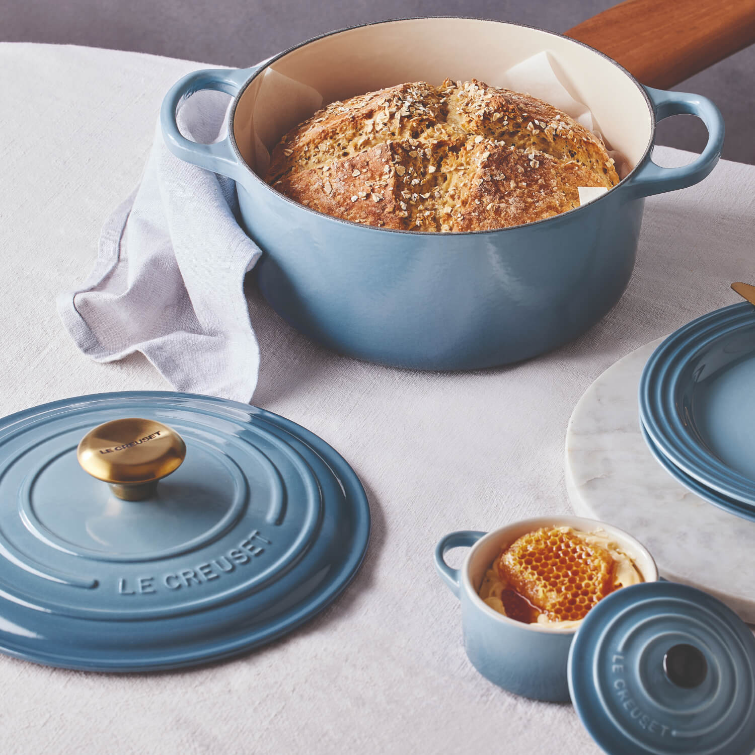 Buy Le Creuset | Signature 20cm Cast Iron Round Casserole - Chambray ...