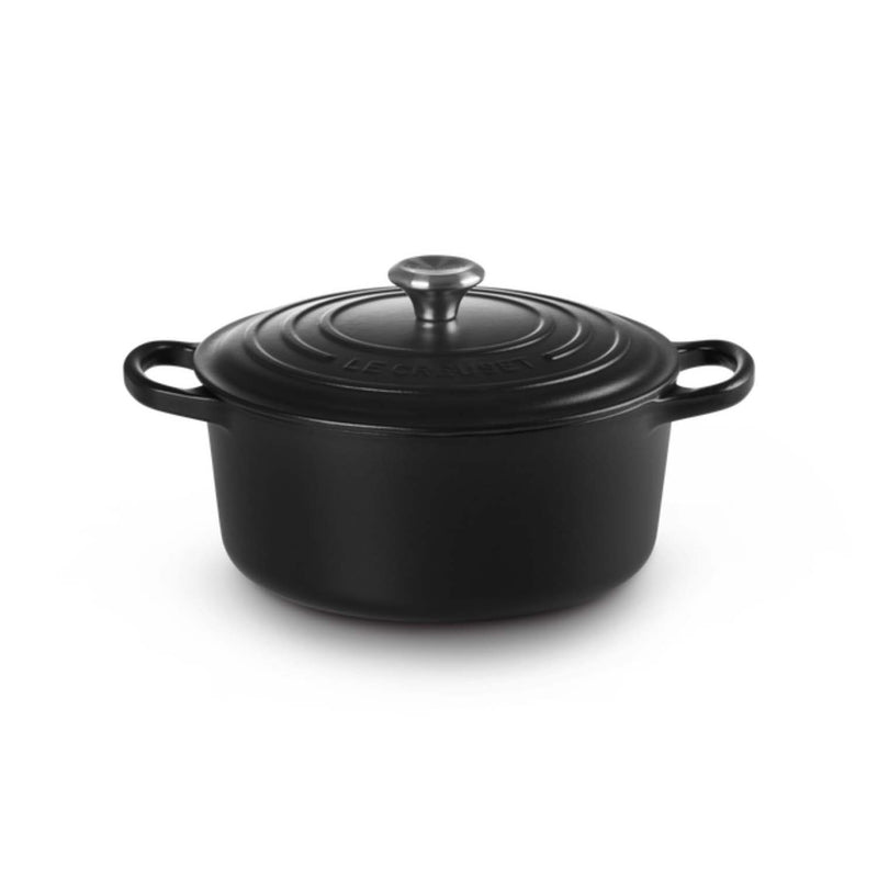 Le Creuset Signature Cast Iron 22cm Round Casserole - Satin Black