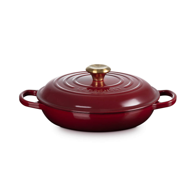 Le Creuset Signature Cast Iron 26cm Shallow Round Casserole - Garnet