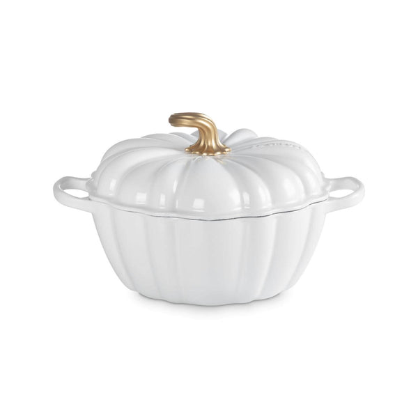 Le Creuset Halloween Signature Cast Iron 24cm Pumpkin Casserole - White