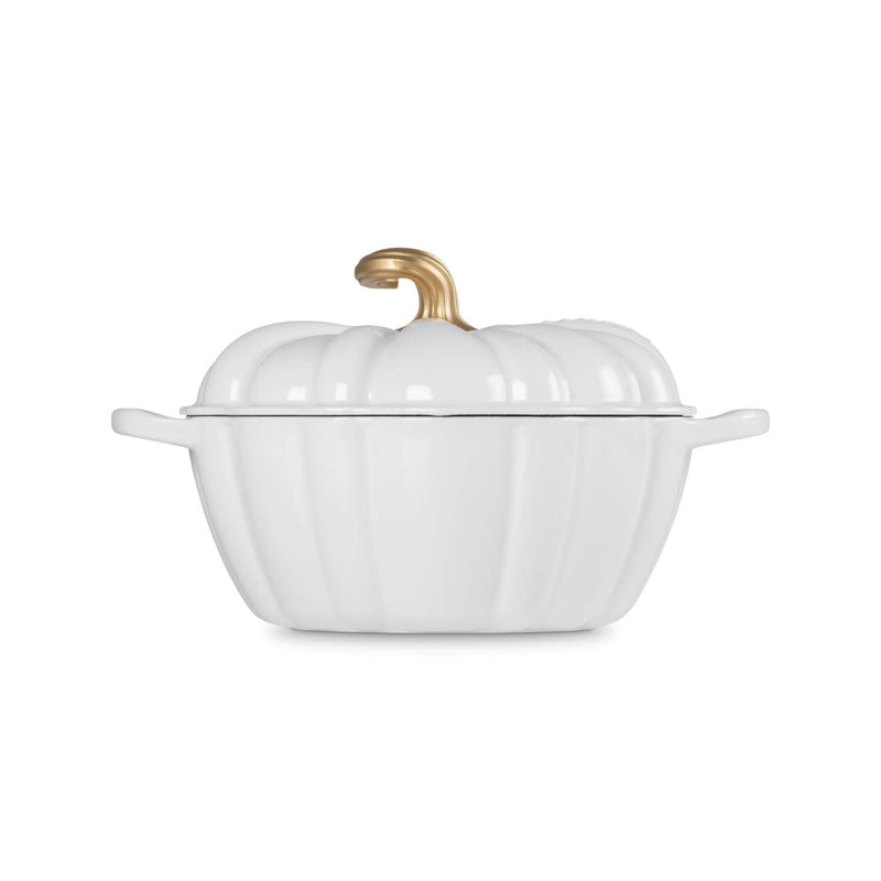 Le Creuset Halloween Signature Cast Iron 24cm Pumpkin Casserole - White