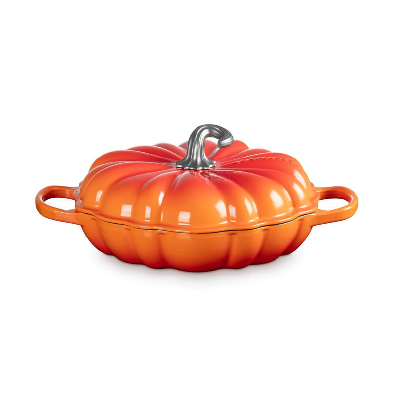 Le Creuset Halloween Signature Cast Iron 28cm Pumpkin Shallow Casserole - Volcanic