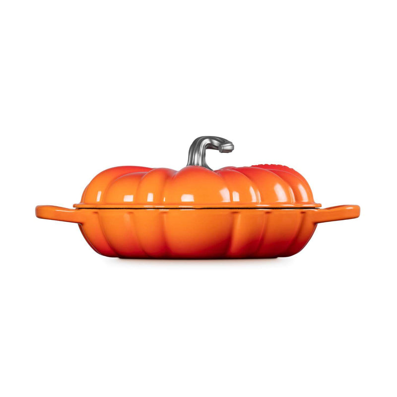 Le Creuset Halloween Signature Cast Iron 28cm Pumpkin Shallow Casserole - Volcanic