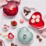 Le Creuset Cast Iron 20cm Heart Shape Dish with Lid - Shell Pink