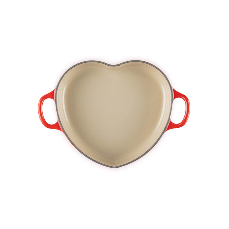 Le Creuset Cast Iron  Heart Shape Dish with Lid - Cerise