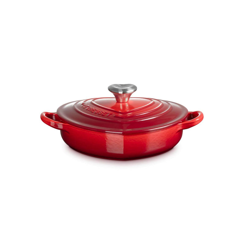 Le Creuset Cast Iron  Heart Shape Dish with Lid - Cerise