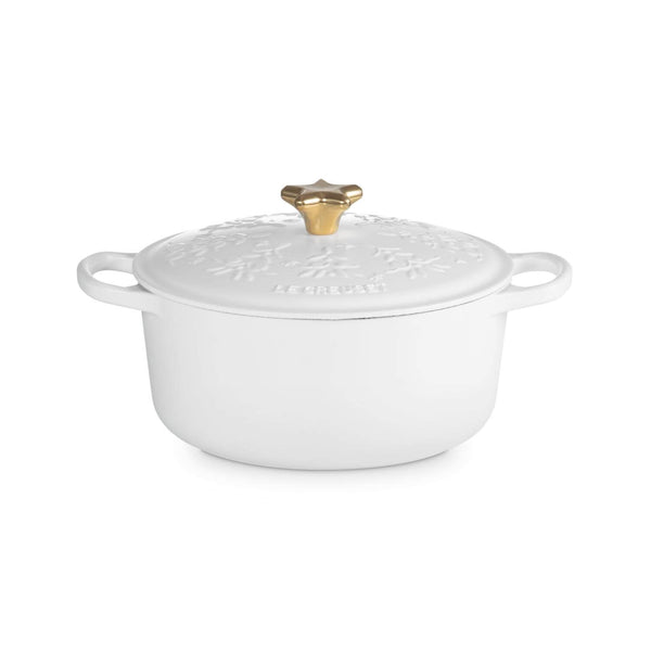 Le Creuset Signature 24cm Cast Iron Christmas Noel Casserole - Cotton