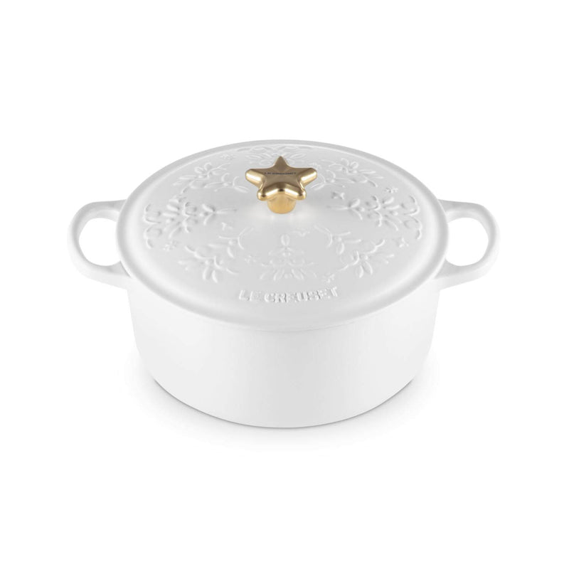 Le Creuset Signature Cast Iron 24cm Christmas Noel Casserole - Cotton