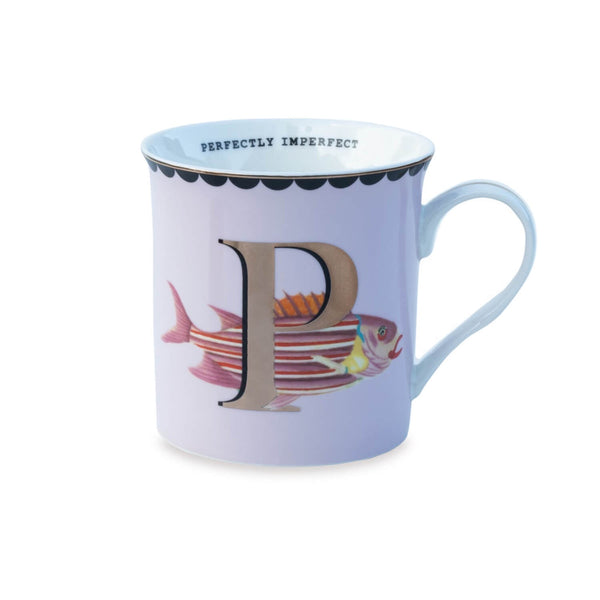 Yvonne Ellen Bone China 330ml Alphabet Mug - P