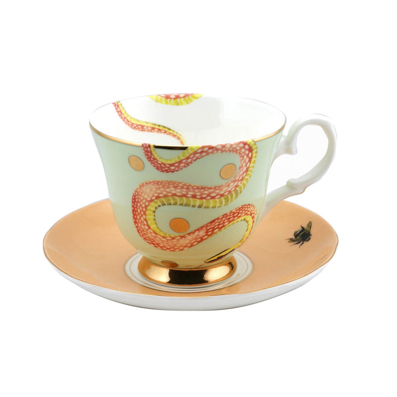 Yvonne Ellen Fine China Teacup & Saucer - Snakey