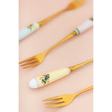 Yvonne Ellen Set Of 4 Cake Forks With China Handles - Bee