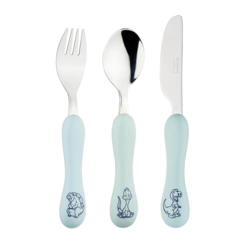 Grunwerg Greenworks 3-Piece Childrens Cutlery Set - Dino Green