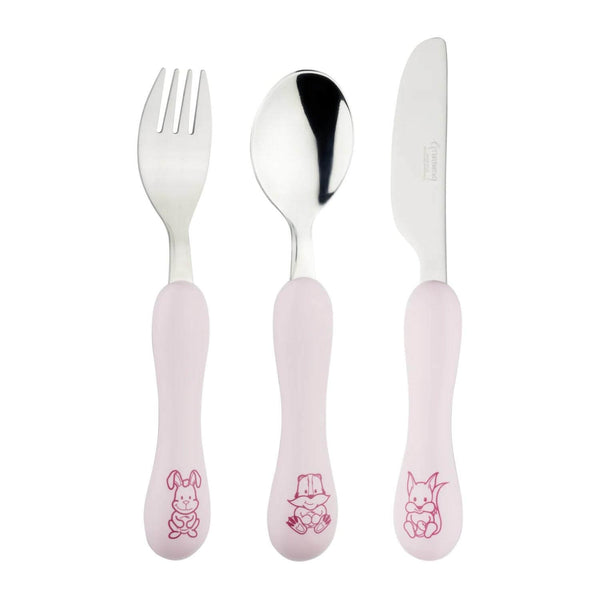 Grunwerg Greenworks 3-Piece Childrens Cutlery Set - Woodland Animals Pink