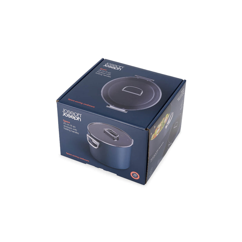 Joseph Joseph Space 25cm Non-Stick Folding Handle Stock Pot & Lid - Midnight Blue