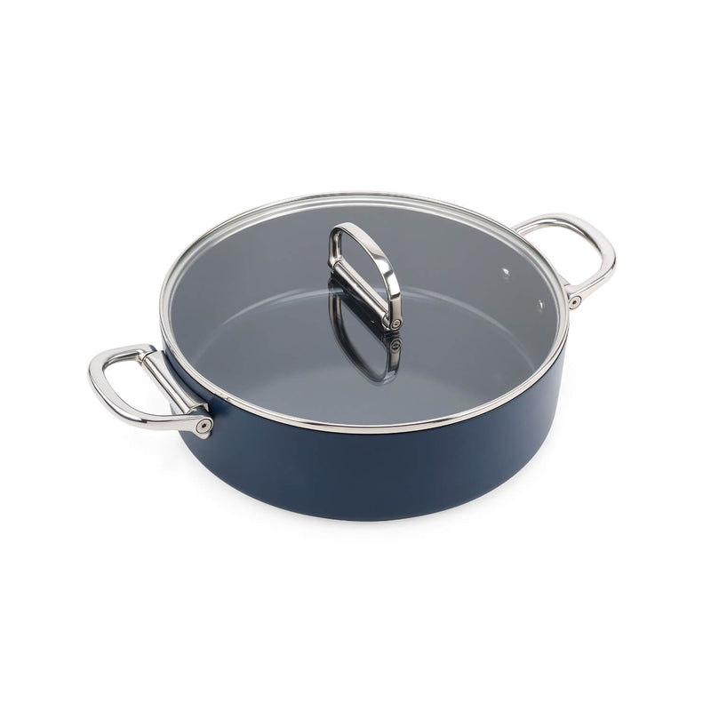 Joseph Joseph Space 28cm Non-Stick Folding Handle Shallow Casserole Pan - Midnight Blue