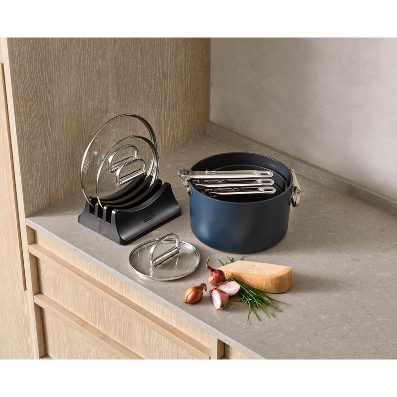 Joseph Joseph Space 3-Piece Non-Stick Folding Handle Saucepan & Lid Set - Midnight Blue