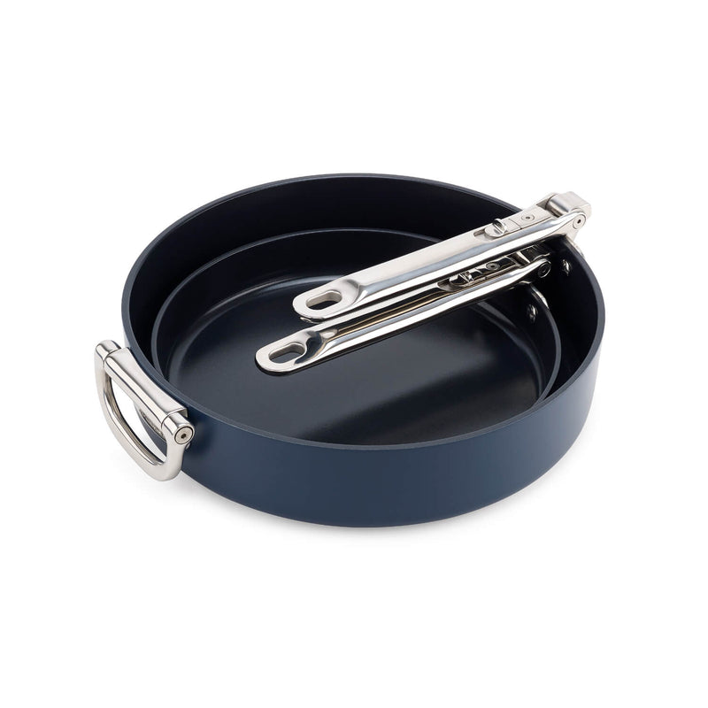 Joseph Joseph Space 2-Piece Non-Stick Folding Handle Frying Pan Set - Midnight Blue