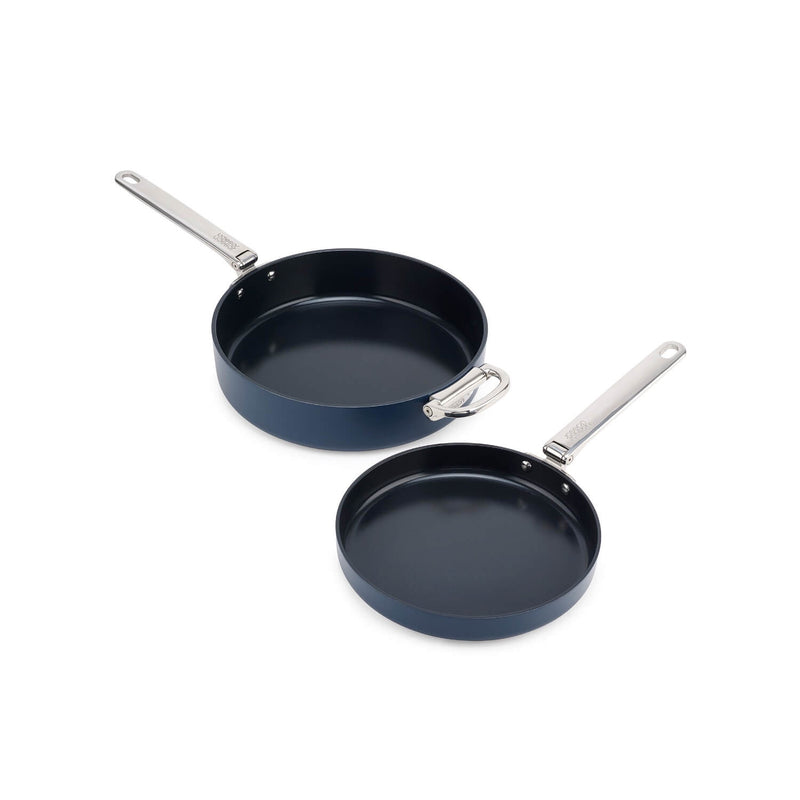 Joseph Joseph Space 2-Piece Non-Stick Folding Handle Frying Pan Set - Midnight Blue