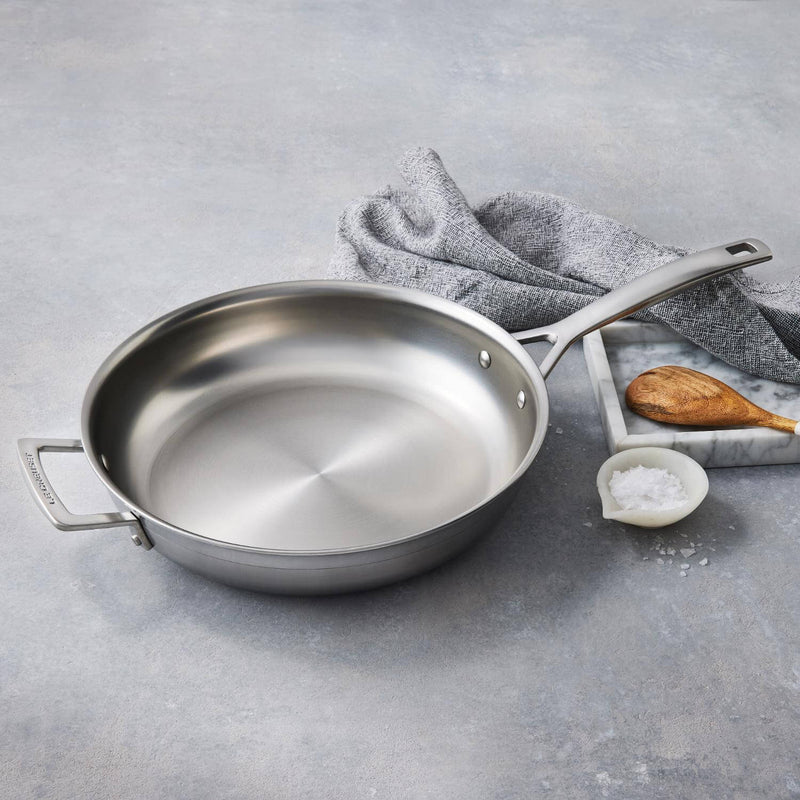 Le Creuset Classic 3-Ply Stainless Steel 30cm Uncoated Frying Pan with Helper Handle