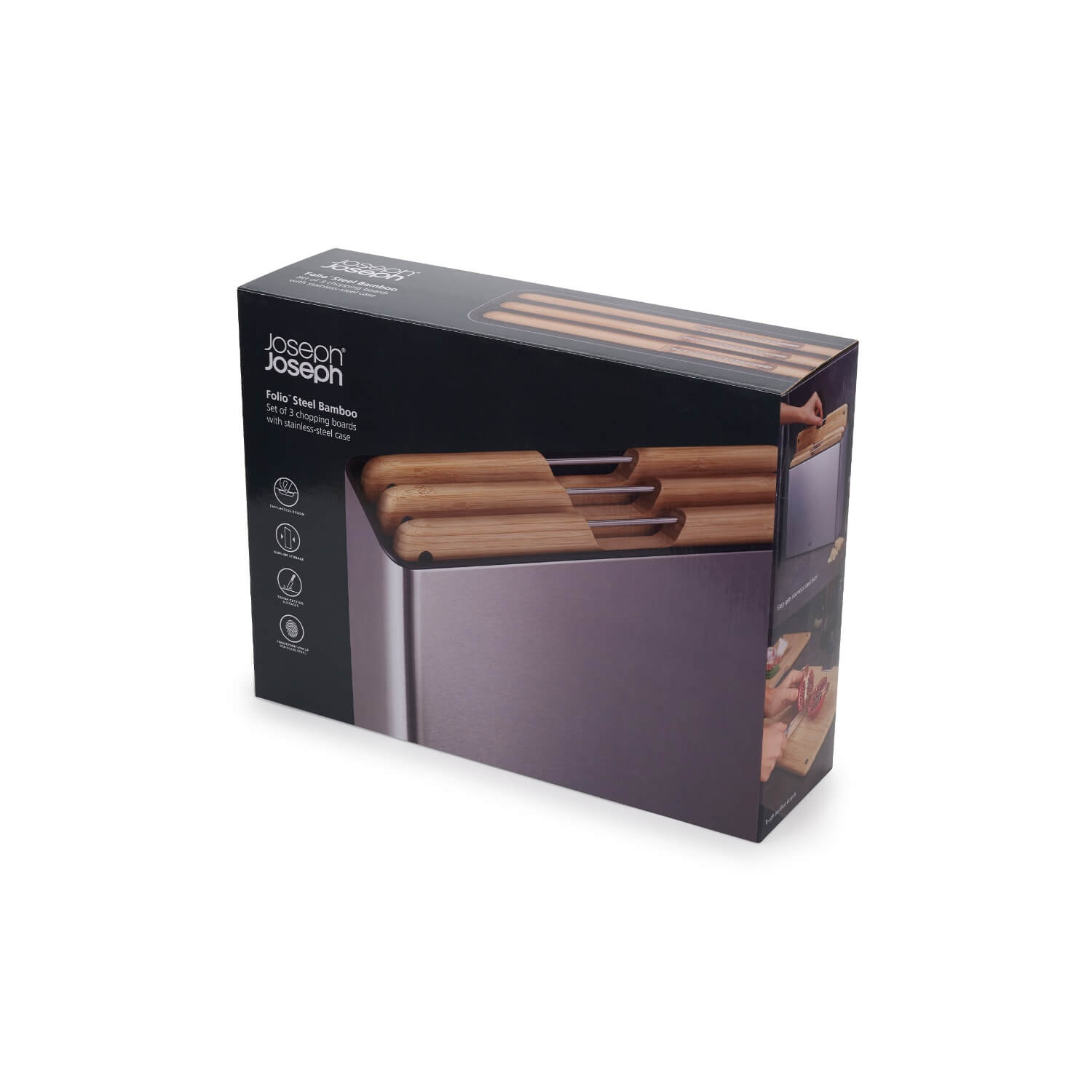 Folio™ Steel Bamboo 3-piece Cutting Board Set