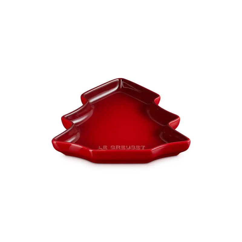 Le Creuset 19cm Stoneware Christmas Tree Plate - Cerise