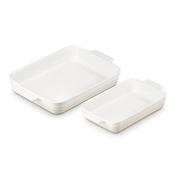 Le Creuset Classic Stoneware Rectangle 2-Piece Oven Dish Set - Meringue