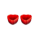 Le Creuset Set of 2 Heart Stoneware Ramekins - Cerise