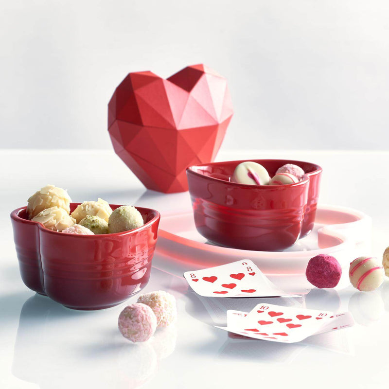 Le Creuset Set of 2 Heart Stoneware Ramekins - Cerise