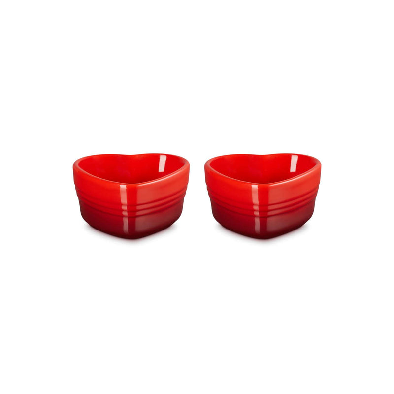 Le Creuset Set of 2 Heart Stoneware Ramekins - Cerise