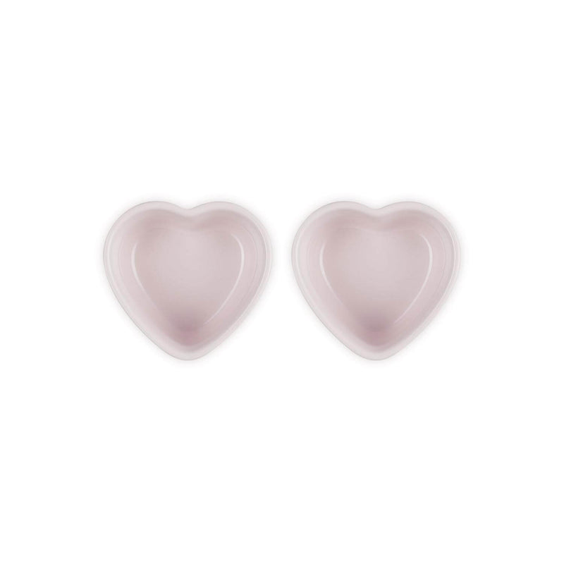 Le Creuset Set of 2 Heart Stoneware Ramekins - Shell Pink