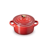 Le Creuset Stoneware Petite Casserole with Gold Heart Knob - Cerise