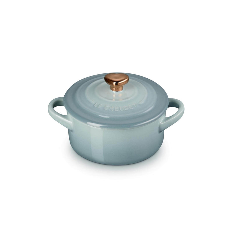 Le Creuset Stoneware Petite Casserole with Gold Heart Knob - Sea Salt