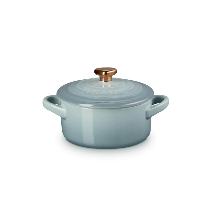 Le Creuset Stoneware Petite Casserole with Gold Heart Knob - Sea Salt