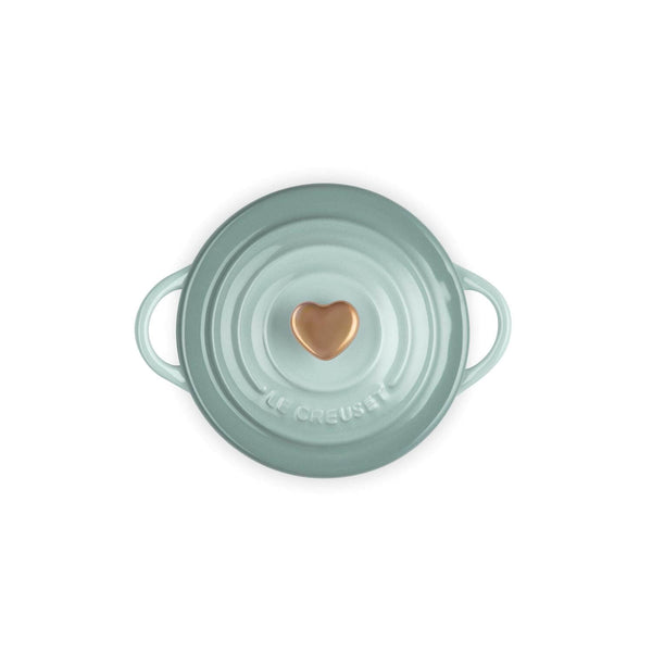 Le Creuset Stoneware Petite Casserole with Gold Heart Knob - Sea Salt