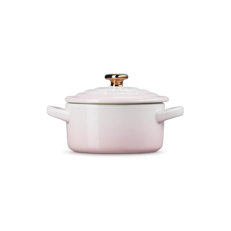 Le Creuset Stoneware Petite Casserole with Gold Heart Knob - Shell Pink