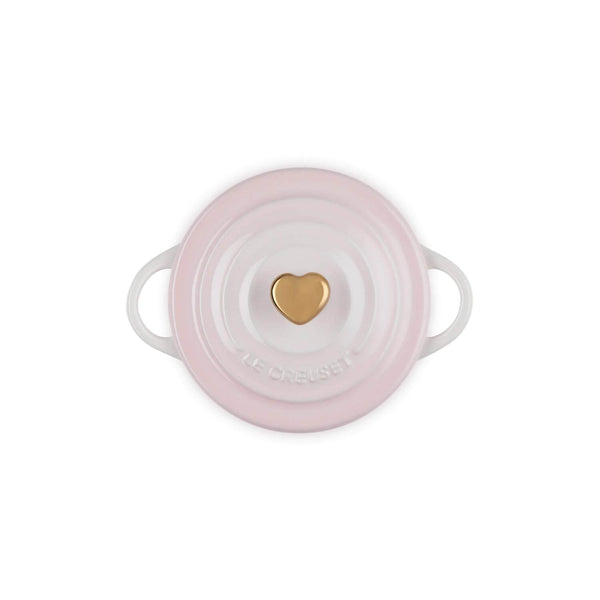 Le Creuset Stoneware Petite Casserole with Gold Heart Knob - Shell Pink