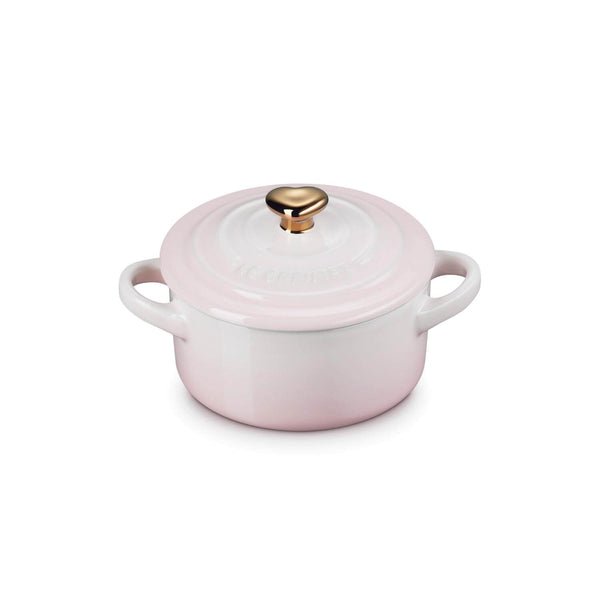 Le Creuset Stoneware Petite Casserole with Gold Heart Knob - Shell Pink