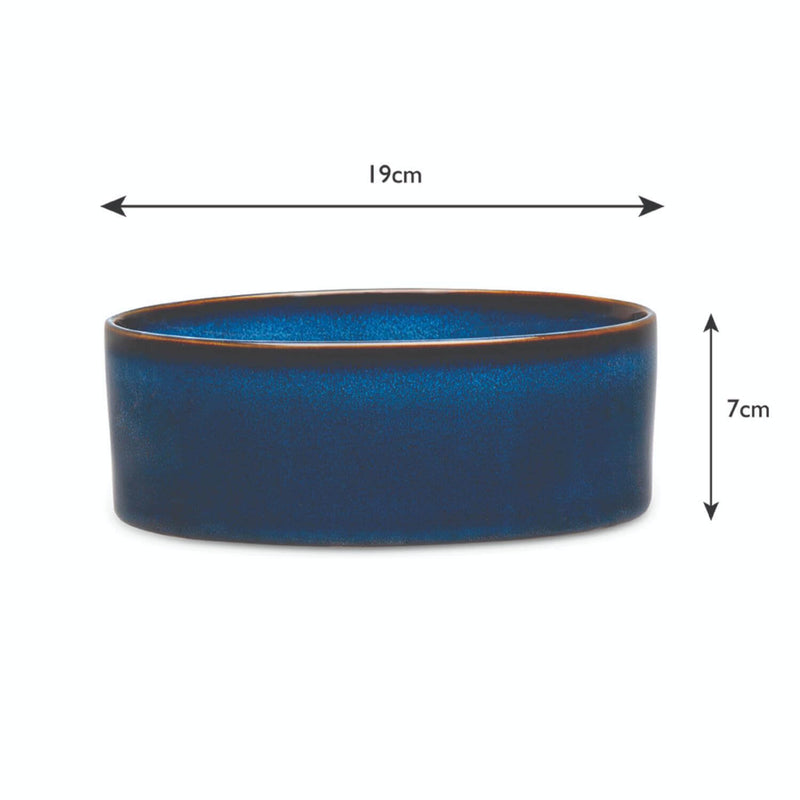 Scruffs Reactive Glaze 19cm Stoneware Food/Water Bowl - Midnight Blue