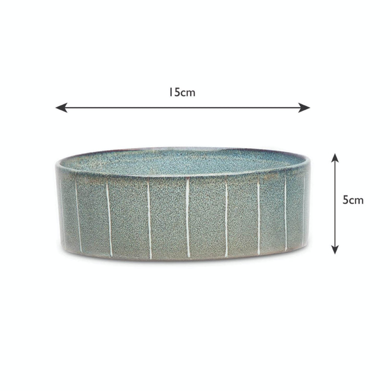 Scruffs Reactive Glaze 15cm Stoneware Food/Water Pet Bowl - Pinstripe Graphite