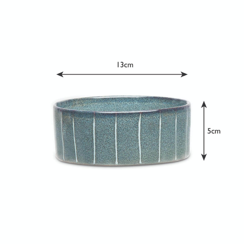 Scruffs Reactive Glaze 13cm Stoneware Food/Water Pet Bowl - Pinstripe Graphite