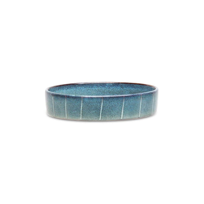 Scruffs Reactive Glaze 13cm Stoneware Pet Saucer - Pinstripe Graphite