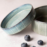 Scruffs Reactive Glaze 13cm Stoneware Pet Saucer - Pinstripe Graphite