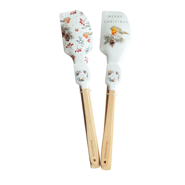 Eddingtons Christmas 2-Piece Silicone Baking Spatula Set - Christmas Robin - Assorted