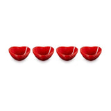 Le Creuset Set of 4 Mini Heart Stoneware Bowls - Cerise