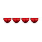 Le Creuset Set of 4 Mini Heart Stoneware Bowls - Cerise