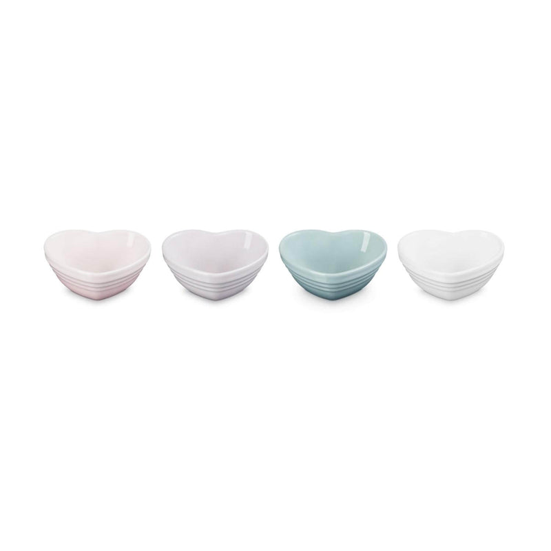 Le Creuset Set of 4 Mini Heart Stoneware Bowls - Mixed Colours